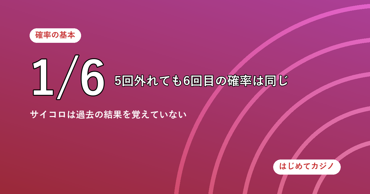 「5回連続で外れたから次は当たる」が成り立たない理由をサイコロで確かめる